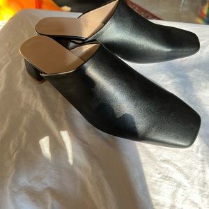 Mules 1.75” heel block heel; Temu brand